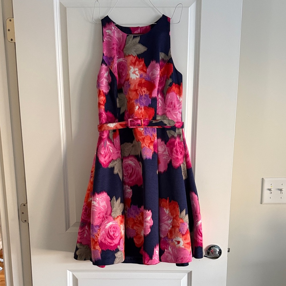 Eliza J Pink and Navy Floral Cocktail Dress